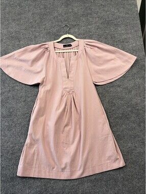 Tuckernuck Pomander Place Pink Cotton Size S Finley Flutter Sleeve Dress